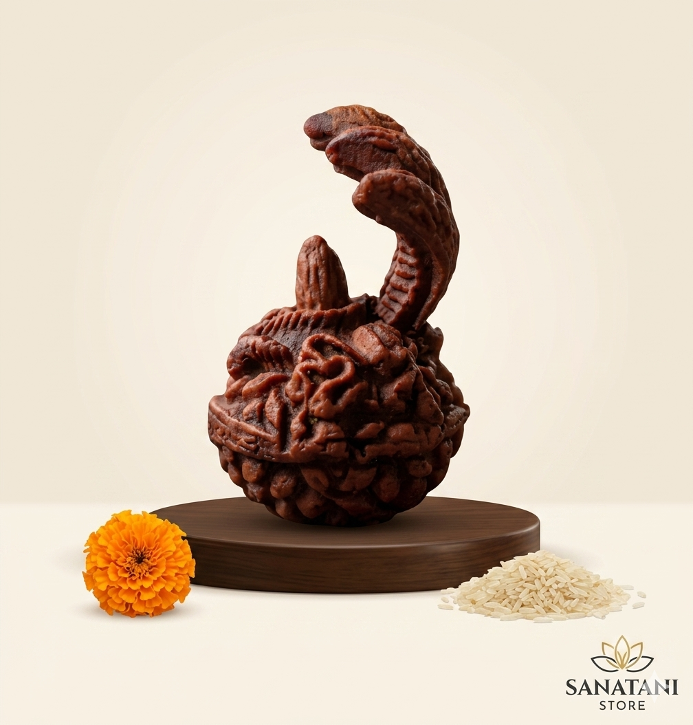 Panchmukhi Naag Devta Rudraksha Shivling – Handcrafted Divine Idol