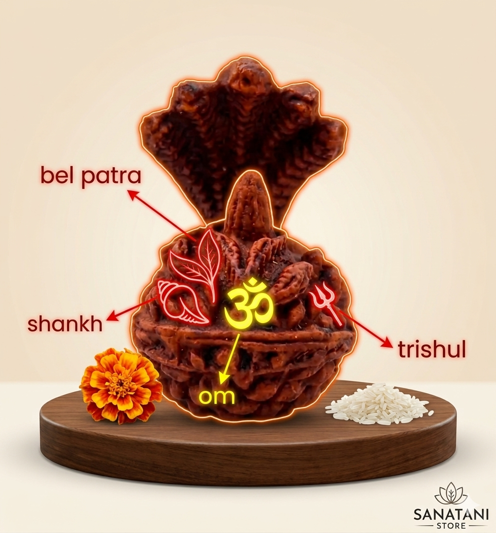 Panchmukhi Naag Devta Rudraksha Shivling – Handcrafted Divine Idol