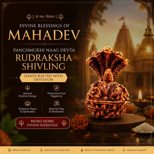 Panchmukhi Naag Devta Rudraksha Shivling – Handcrafted Divine Idol