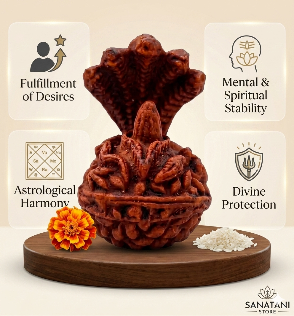 Panchmukhi Naag Devta Rudraksha Shivling – Handcrafted Divine Idol