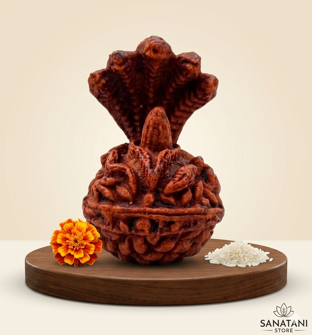 Panchmukhi Naag Devta Rudraksha Shivling – Handcrafted Divine Idol